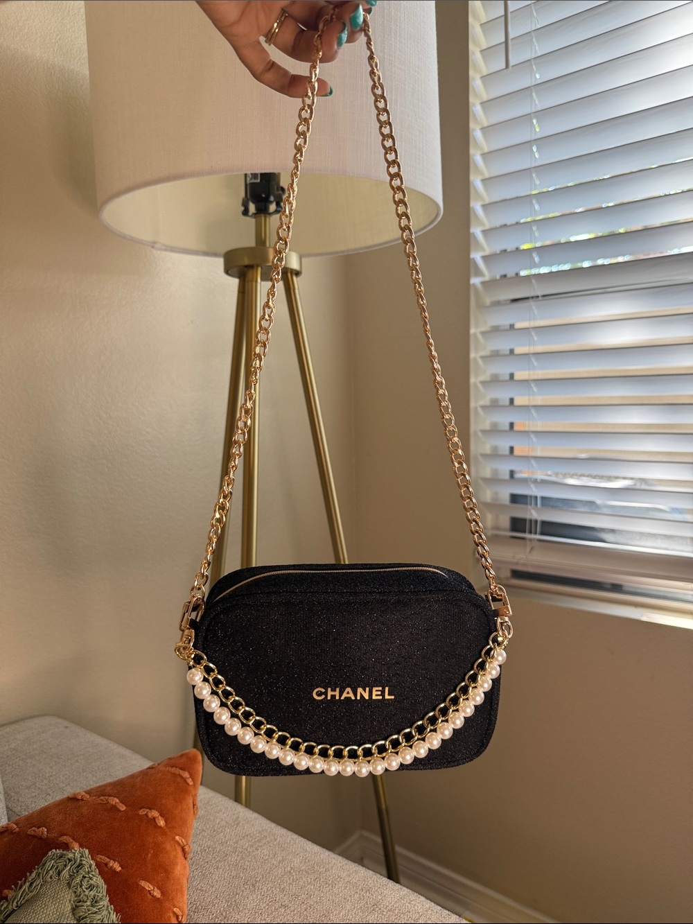 CHANEL Beauté Black Shimmer VIP Gift Bag 3-in-1 Chain GWP Shoulder Bag Crossbody